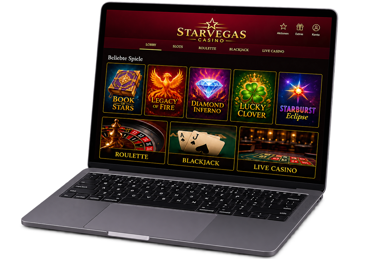 StarVegas Casino als digitale Spielwelt auf einem Laptop
